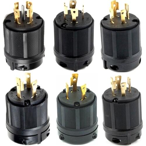 Black UL 20A 30A NEMA L6-30P Industry Twist Lock Power Plug L5-30P L5L6L14L18L19L21L15-20P US Wiring Connector Plug L14-30P 250V