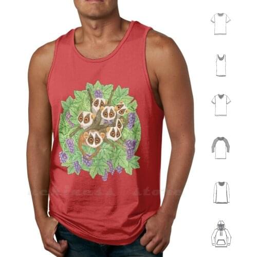 Monkey Loris Family Tank Tops Vest Sleeveless Loris Monkey Cute Animal Lovely Animal Green Love Love Animal Monkey Love