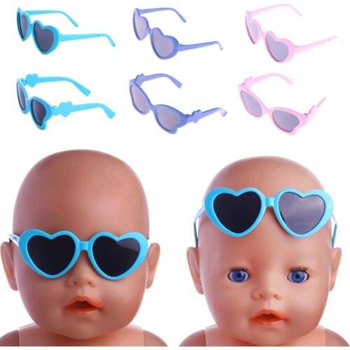 Heart Shape And Butterfly shape Doll Glasses Girl Toys Fit 18inch American Baby&43cm born Baby For Our Generation Girl`s Gift