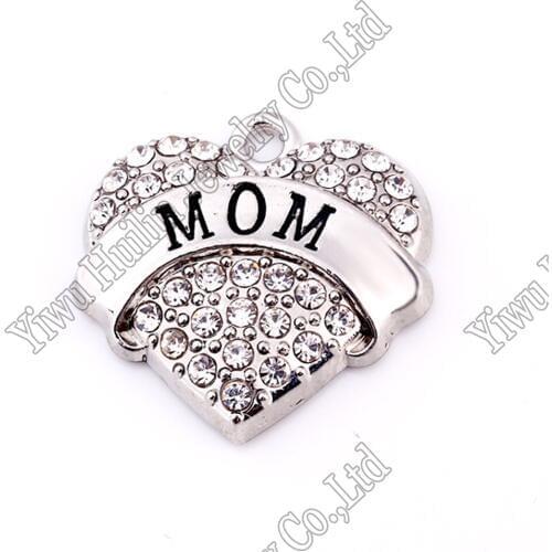 Heart MOM crystal Word Heart Dangle Sports Fitness Pendant