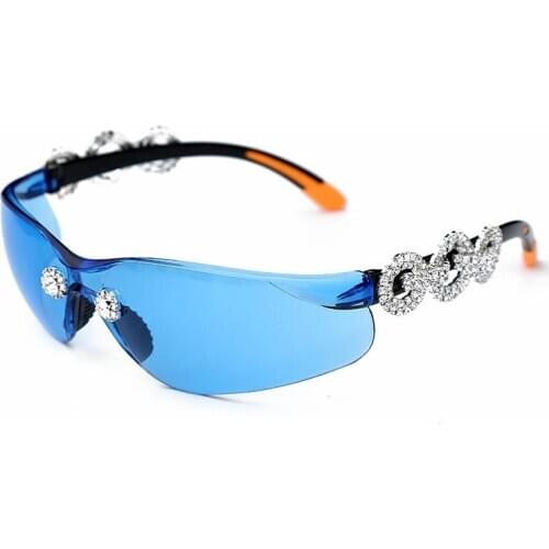 2021 Crystral Sunglasses Women Men Fashion Personlity Windshield UV Protection Blu Yellow UV400 Mirror Feminino