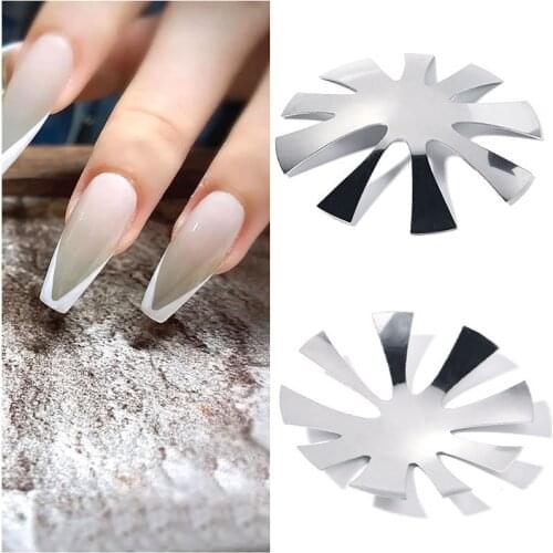 Easy French Smile Cut V Line almond shape Tips Manicure Edge Trimmer Cutter Acrylic Nail Tips Mold Guides Friench Design Tools