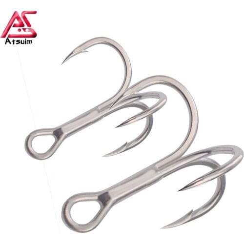 AS 20pcs 3X Treble Sharpened Fish Hooks 1#2#4#6#8#10# Lure Fishing Overturned Barbed High Carbon Steel Anchor HooksTackle