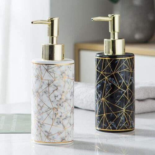 Fashion Marble Ceramic Hotel Household Bottled Lotion Shower Gel Shampoo Hand Soap Dispenser Hotel Home Bathroom Bottle