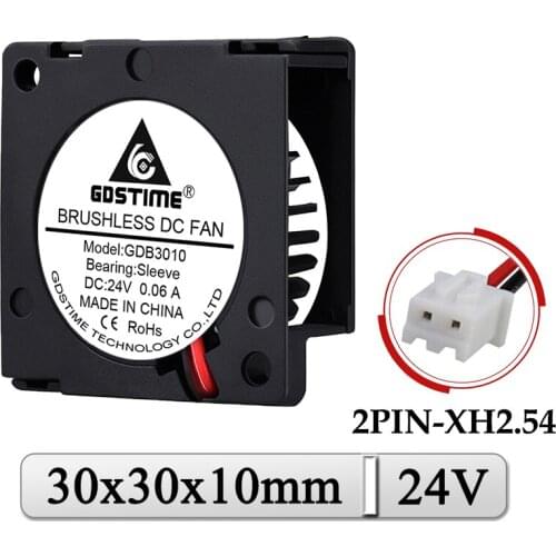 10Pcs Gdstime DC 24V Fan 30mm 30x30x10mm Sleeve 1 inch Small Mini Blower Cooling Fan 3cm 3010 3D Printer Micro Turbo Blower Fan