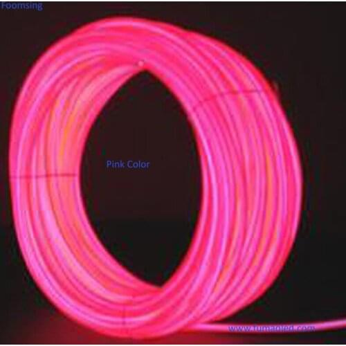 High Brightness 10M Length 2.3mm in Diameter Pink Color With DC12V 8AA Battery El Wire String