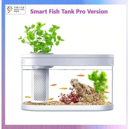 XiaoMi Geometry Amphibious Eco Fish Tank Pro Automatic Timing Feeding Wifi Smart Box Work With Mijia Full Color Gamut Lighting