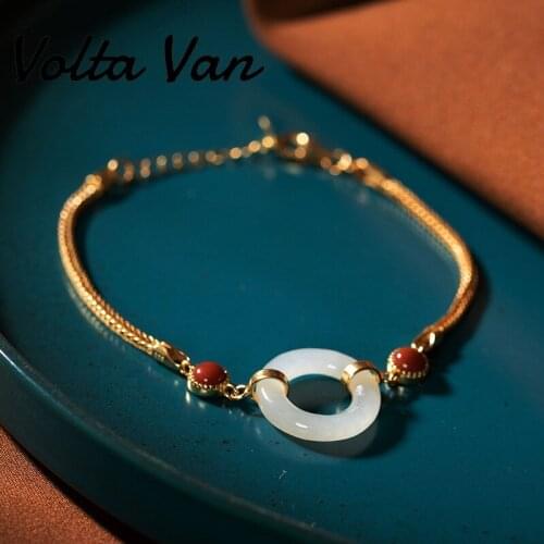 Volta Van Women Charm Bracelets 925 Sterling Silver 2021 New Elegant Natural Jade Fine Jewelry Concise Design Silver Bracelet