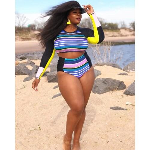 2021 Summer Casual Fashion Women Slim Street Sexy Personality Trend Large Print Long-Sleeve Swimsuit Two-Piece Set