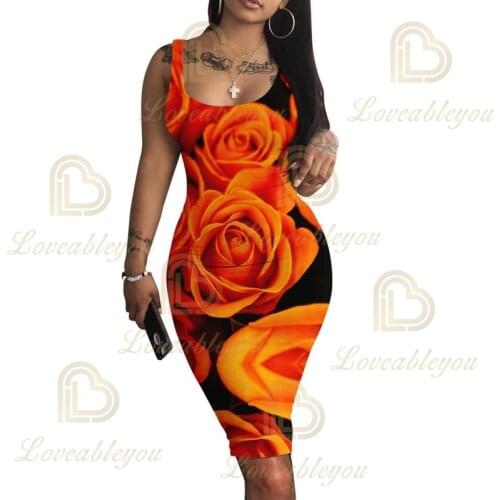 Vestidos Casual Women Dress Sleeveless Spaghetti Strap Sexy Thin Femme Floral Print Sleeveless Dress Slim Vest Dress
