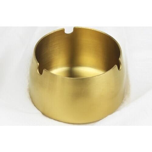 2020 Gold Cigarette Accessories 12CM Stainless Steel Ashtray Can Be LOGO Practical Gifts Round Windproof for KTV Bar Hotel