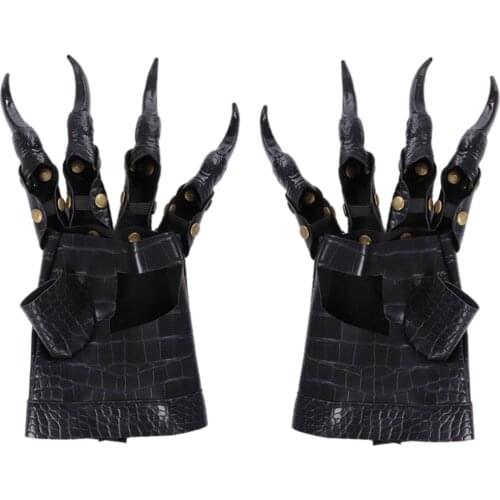 1 Pair Leather Halloween Dragon Claw Gloves Mittens Adults Novelty Costume Prank Festival Party Props Fancy Mitts Accessories
