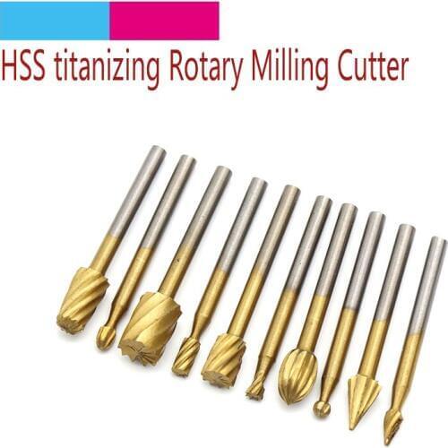 10pcs HSS Steel 3.1mm Shank Woodworking Milling Cutter Routing Router Bits Craving Knife For Rotary Engraving Machine Tools