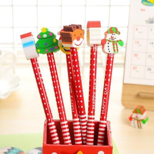 12 pcs/lot Cute Cartoon Wood Pencils for Writing Novelty Design Merry Christmas Gifts Wooden Pencil Students School Office