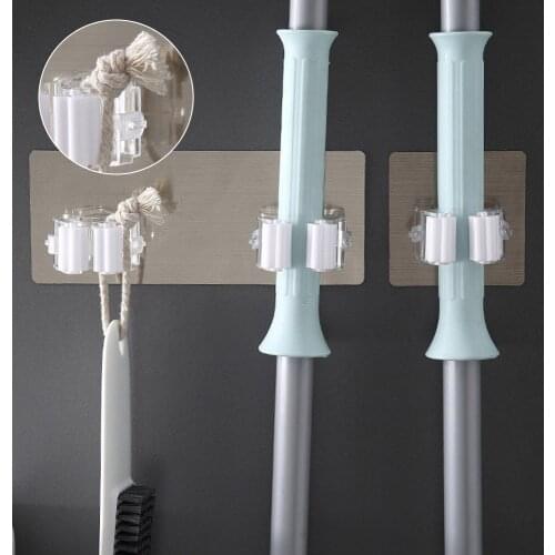 2/4pcs Adhesive Multi-Purpose Hooks Wall Mounted Mop Organizer Holder RackBrush Broom Hanger Hook Kitchen bathroom Strong Hooks
