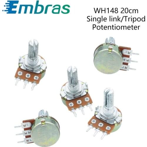 2Pcs WH148 1K 2K 5K 10K 20K 50K 100K 250K 500K 1M Shaft Amplifier Dual Stereo Potentiometer B50K B100K B250K B500K B1M 3Pin 20mm