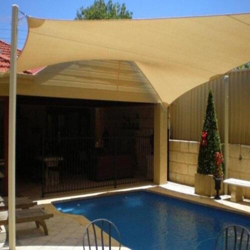 Heavy duty Sun Shade Sail Arc edge with cable at edge & reinforcement patch & strengthening belt at corner