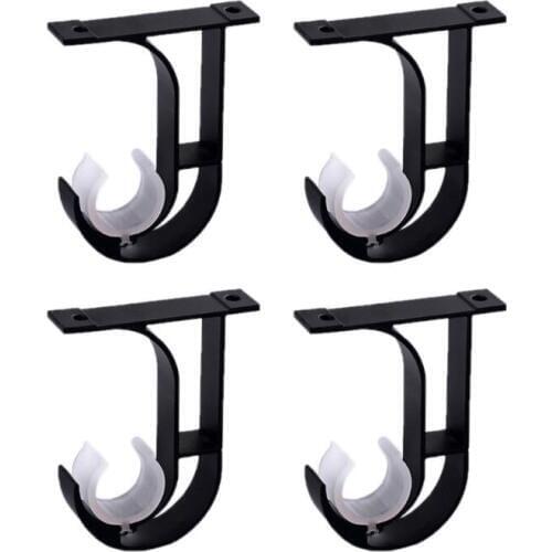 4pcs Iron Curtain Rod Brackets Roof Mounted Window Hardware Holder Home Decor