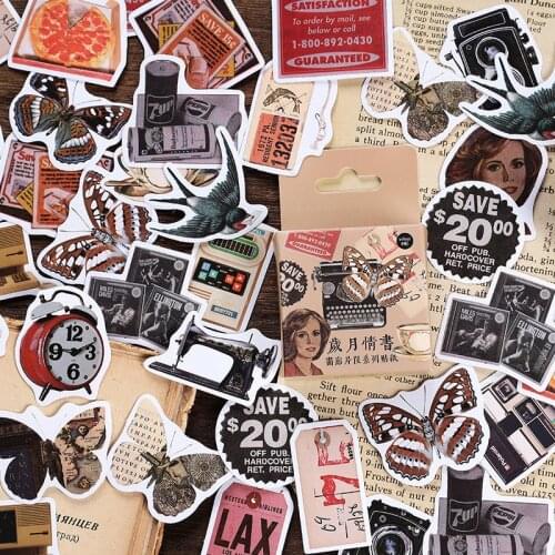 46 PCS Paper Vintage Flower Stamp Bill Flower Planet Decorative Stickers for DIY Scrapbooking Arts Crafts Album Planners