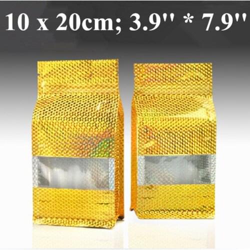 50pcs/lot 10x20cm (3.9''*7.9'') Gold Plastic Laser Bag, Aseptic Bag 8 Side Gussets Bag
