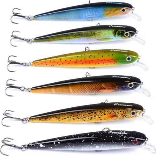6PCS Fishing Pencil Popper Minnow Fish Bass lure hook baits 11cm/11g