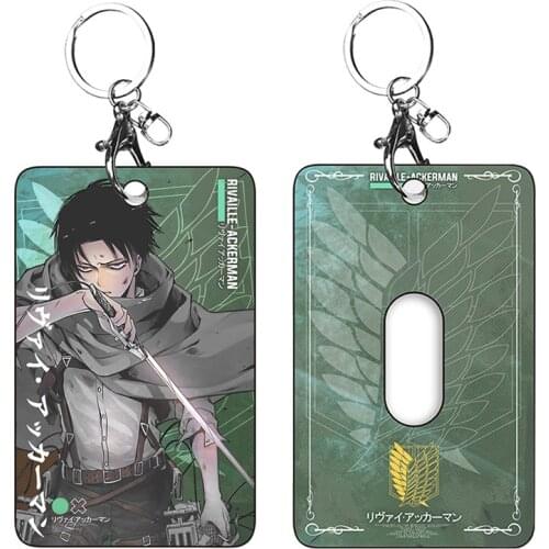 Anime Attack on Titan Card Case Cover Holder Box Keychain Accessories Student Id Bus Bank Card Cover Toys for Boys Girls Gift