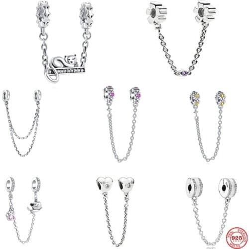New European Cat Daisy Flower Round Safety DIY fine beadFit Original Pandora Charms Silver 925 Bracelet Jewelry Women Acessories