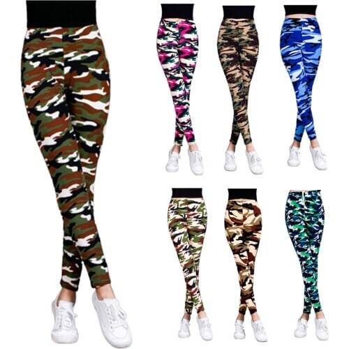 Women Camouflage Printed Ninth Pants Large Size High Waist Elastic SlimLegging Female Girls Gym Fitness Jogging Sports Pants NEW