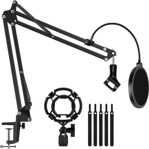 Microphone Holder Adjustable Suspension Boom Scissor Arm Holder For Blue Yeti with Pop Filter/5/8”Screw Mic Shock Mount for bm80