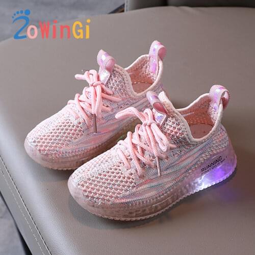 Size 21-30 Kids Shoes for Glowing Shoes Luminous Sneakers with Children Fashion Mesh Breathable Baby Toddler Sneakers Boys Girls