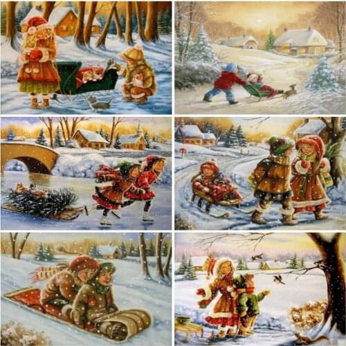 EverShine 5D DIY Diamond Painting Snow Bead Embroidery Diamond Mosaic Portrait Picture Rhinestones Winter Full Square Handicraft