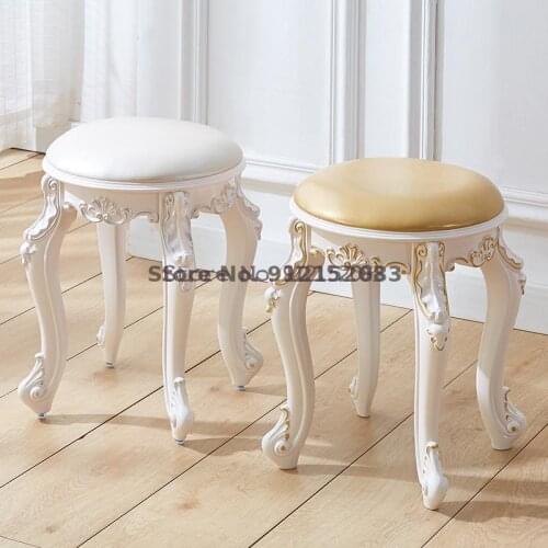 European American style dressing table stool makeup stool soft bag small round stool household chair princess bedroom nail stool