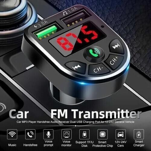 FM Transmitter Bluetooth Car MP3 Audio Player Handsfree Car Kit 5V 3.1A Dual USB Charger 12-24V TF U Disk Music Player