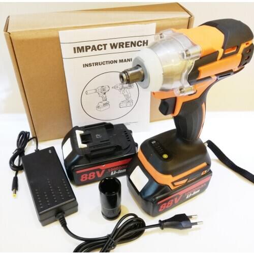 New 550N/m 88V with 2 Lithium-Ion Battery Electric Cordless Impact Wrench Drill Driver Kit Power Tools