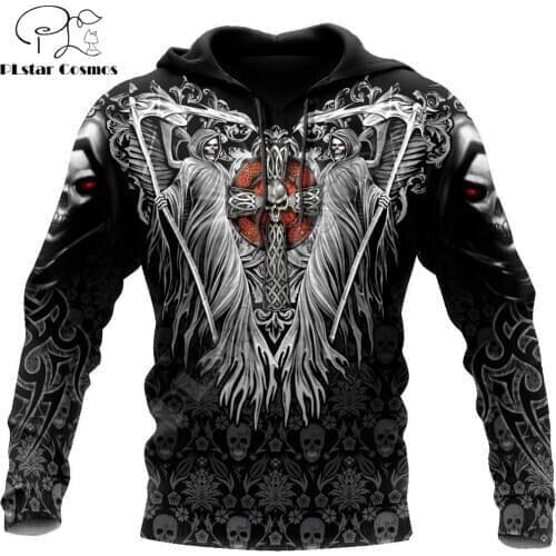 Skulls On The Cross Tattoo 3D All Over Printed Unisex Deluxe Hoodie Men Sweatshirt Zip Pullover Casual Jacket Tracksuit DW0279