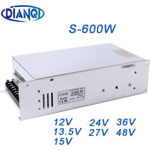12V 15V 24V switching power supply 12.5A power suply 48v 600w ac to dc power supply Input 220v or 110V ac dc converter S-600-48