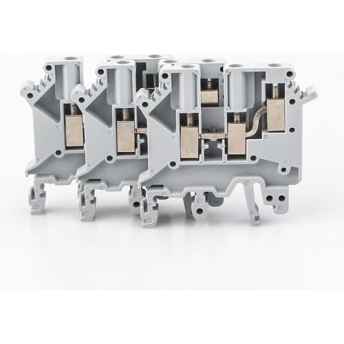 50 pcs Din Rail Terminal Block UK-5-TWIN One In Two Out Multi Conductor UK5 3 Conductors Screw Connection Wire Conductor