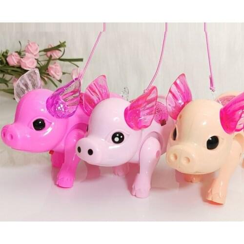 Creative Electric Lanyard Pig Can Sing Run Glows Kawaii Toys Electronic Animal Cartoon Comic Toy Christmas Gift For Children