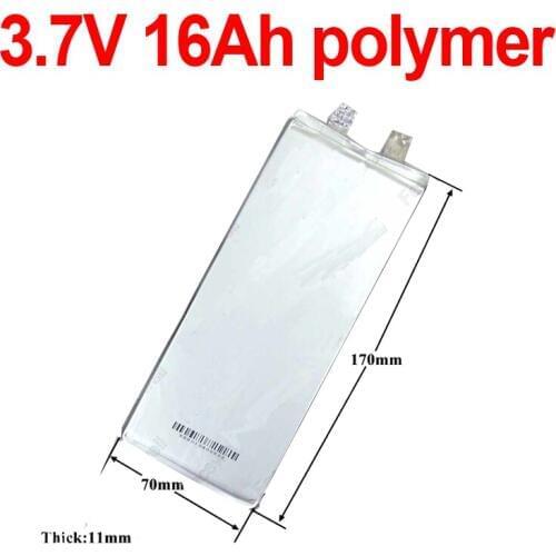 Large capacity 3.7v 16Ah polymer lithium battery high 50A discharge lithium no 3.7V 15Ah For diy 36V 48V scooter bike Go Cart