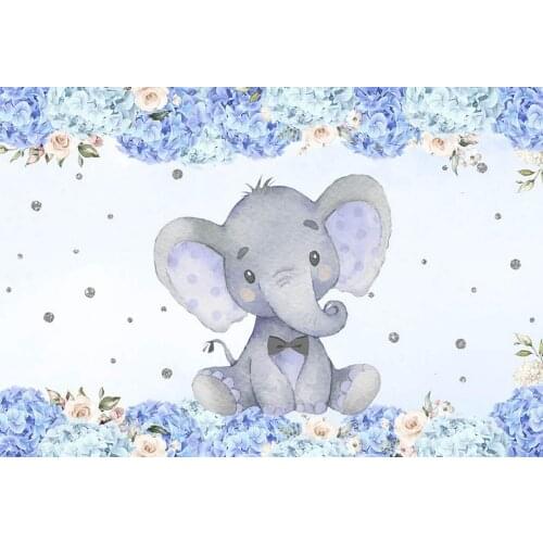 Sweet Boy Elephant Baby Shower Party Backdrop Cute Baby Peanut Banners Newborn Portrait Backgrounds Poster Studio Decorations