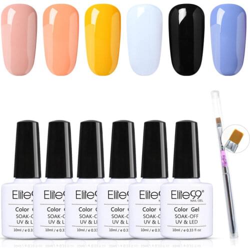Elite99 7 Pieces/lot Color Gel Polish Set With Nail Brush Soak Off Nail Art Manicure Gel Varnish Hybrid UV Nails Gel Lacquer