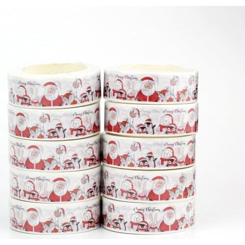 NEW 10pcs/Lot Decorative Santa Claus Penguin Christmas Washi Tapes for Bullet Journal Adhesive Masking Tape Cute Papeleria