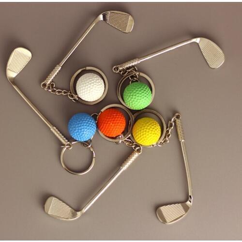 2019 Wholesale New Creative Sports Memorabilia Golf Key Ring Simulation Club Alloy Pendant Keychain Sports Accessories Gift