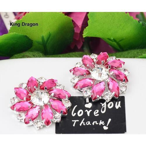 New Arrival Flower Rhinestone Embellishment Used On Invitation Or Shoe Decoration Flat Back 25MM 10PCS/Lot Silver Color KD551