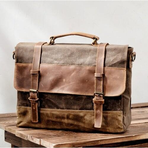 New waterproof oil wax briefcase Europe and the United States man bag retro business bag Shoulder Messenger bag
