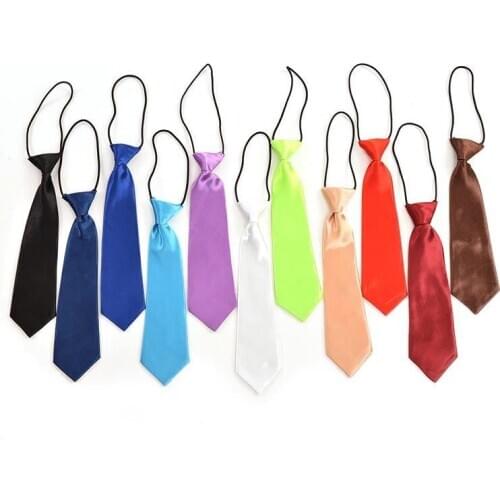 2020 Wholesale Boy Tie Kids Baby School Boy Wedding Necktie Neck Tie Elastic Solid Colour Stain