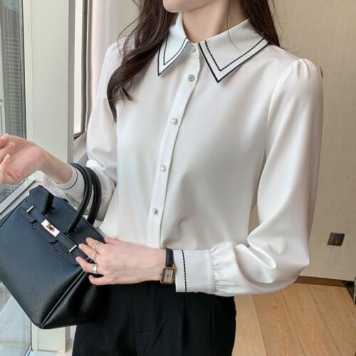 Chikichi 2021 Fall White Shirt Women Fashion Design Long Sleeve Chiffon Top High-end Commuter Shirt Long Sleeve Chiffon Tops