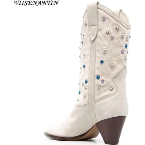 Autumn and Winter New Leather Short Boots Embroidered Mid-tube Boots Color Rivet Stitching Fashion Catwalk Boots for Children