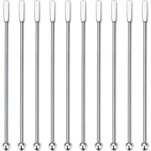 LBER 12PSC Swizzle Sticks, Premium Stainless Steel Cocktail Beverage Drink Stirrer Stick, Reusable Stir Sticks for Bar