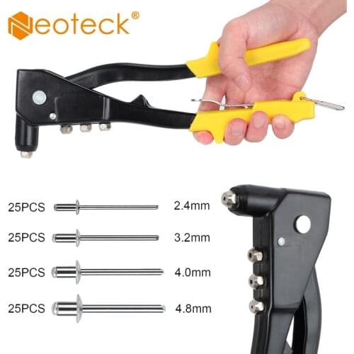 Neoteck Pop Rivet Gun with 200 Rivets Hand Repair Tools Riveter Heavy Duty Hand Riveter Set for Metal Wooden and Plastic